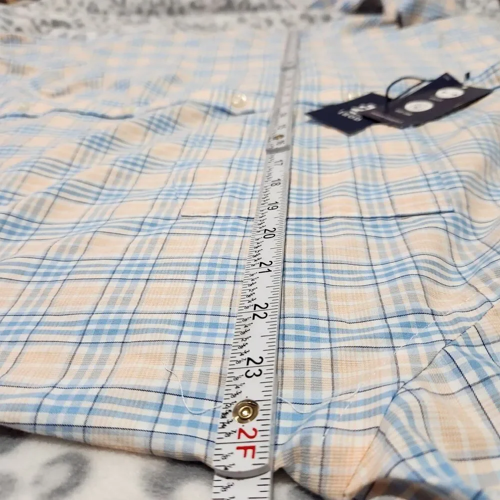 Izod Mens Shirt Size Large Plaid Button Down Stretch